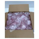 Lueumxc 40 Pack Plastic Ribbed Wine Glasses, 14Oz Origami Disposable Wine Glasses Unbreakable Clear Plastic Cocktail Glasses Recyclable Shatterproof Reusable Wine Cups (14oz-pink-40pack)