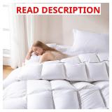 DOWNCOOL Feather Comforter King Size, 100% Cotton Cover Ultra Soft Fluffy Duvet Insert King, All Season Luxurious Hotel Bedding Comforters with Corner Tabs, White 106'x90'