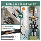 Corner Shower Caddy Tension Pole, 4 Tier Rustproof Shower Tension Rod Organizer, Adjustable 25-125 Inch Bathroom Shower Organizer Shelves for Bathtub Shampoo Storage, Black