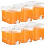 Domensi 6 Pack 2 Gallon Drink Dispenser for Fridge with Spigot Water Dispenser Leak Proof Lids Filter Screen Beverage Juice Container Sealed Plastic Lemonade Milk Cold Hot Drink Tea Jug for Party