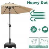 Patio Umbrella Base Heavy Duty with Wheels Square Market Stand for Outdoor 4 Locks 2 Knobs 125lb Capacity, Black