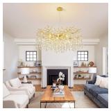 $440 Modern Tree Branch Crystal Chandelier 40' Gold Luxury Large Pendant Lighting 15-Light Contemporary K9 Crystal Chandeliers for Dining Room Kitchen Living Room Foyer Entryway (Gold, D40-Round)