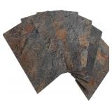 AULIGET 100 Piece Rust Slate Peel and Stick Backsplash Wall Tiles, 3' x 6' PVC Faux Stone Stick on Tiles for Backsplash Kitchen, Bathroom, Laundry Room, Camper, Fireplace