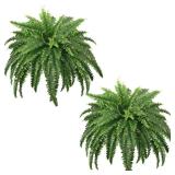 FOREST PRINCE 45' Fake Ferns, Realistic Large Artificial Bush Plants, 2 Artificial Boston Ferns with 59 Fronds for Outdoors Planter Indoor Home Garden Porch Decor