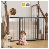 Cumbor 29.7 51.5' Extra Wide Baby Gate for Stairs, Pressure-Mounted Dog Gates for Doorways & Hallways, Auto-Close Walk-Through, No-Trip Design, Child Proof Safety, Dog/Pet Gate for Indoor Use, Black