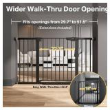 Cumbor 29.7 51.5' Extra Wide Baby Gate for Stairs, Pressure-Mounted Dog Gates for Doorways & Hallways, Auto-Close Walk-Through, No-Trip Design, Child Proof Safety, Dog/Pet Gate for Indoor Use, Black