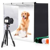 PULUZ 32'x32' Light Box Photography, Large Photo Light Box with 3 Stepless Dimming Light Panel, 234 LED Beads, Professional Photo Booth Shooting Tent Kit with 4 Color Backdrops for Product Photography