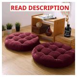 Meditation Floor Pillow Set of 2 Large Round Floor Cushions for Adults Tufted Corduroy Floor Seat Pillows Cushion for Living Room Tatami Yoga,Wine Red 22x22 Inch