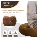 Meditation Floor Pillow Set of 2 Large Round Floor Cushions for Adults Tufted Corduroy Floor Seat Pillows Cushion for Living Room Tatami Yoga,Wine Red 22x22 Inch