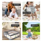 XVISHX Baby Play Mat, 50 x 50 Inch Play Mat Perfect for Use Baby Playpen, Foldable Baby Foam Playmat for Floor, Portable Waterproof Activity PlayMats for Babies, Infants and Toddlers