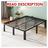 Queen Size Bed Frame, 14 Inch Heavy Duty Metal Platform Bed Frame, Noise Free Steel Mattress Foundation, No Box Spring Needed, Spacious Under Bed Space