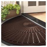 tchdio Door Mat Outdoor Indoor Entrance Doormat-Semicircular Durable Rubber Non Slip Front Door Mat for Outside Inside Entry Entryway Dirt Trapper WelcomeMat for Muddy Paws and Shoes-Brown 24 x47