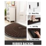 tchdio Door Mat Outdoor Indoor Entrance Doormat-Semicircular Durable Rubber Non Slip Front Door Mat for Outside Inside Entry Entryway Dirt Trapper WelcomeMat for Muddy Paws and Shoes-Brown 24 x47