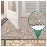 LUMI Ultra Thin Indoor Door Mat for Entrance 48'x72', Non Slip Entryway Mat, Low Profile Doormat, Unique Herringbone Design Carpet for Inside, Patio, Porch, Deep Beige