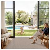 LUMI Ultra Thin Indoor Door Mat for Entrance 48'x72', Non Slip Entryway Mat, Low Profile Doormat, Unique Herringbone Design Carpet for Inside, Patio, Porch, Deep Beige