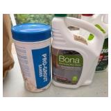 Bona Hardwood cleaner and Pro Grout Sanded.