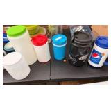 Various Large Travel Cups & Platsic Measuring supplies