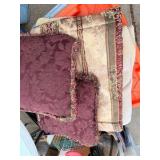 2 Purple Throw Pillows, XL Pillow Sham & Tan Soft Blanket
