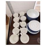 Corelle Blue Floral Dinnerware Set – Cups, Saucers, Bowls & Plates