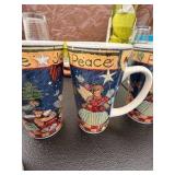 4 Love Joy & Peace large Coffee mugs plus 2 Extra Coffee mugs