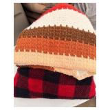 Multi Color Stitched Blanket & Red Plaid Blanket