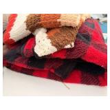 Multi Color Stitched Blanket & Red Plaid Blanket