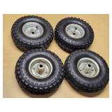 Set of 4 Pneumatic Tires with Metal Rims