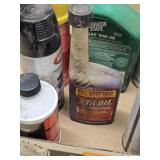 Lot of Automotive Fluids and Cleaners including Quaker State SAE 10W-30 Oil, STA-BIL Fuel Stabilizer, Gumout Carb and Choke Cleaner, WD-40, and More