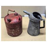 Vintage Metal Oil Can and Gas Can