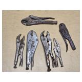 Lot of Locking Pliers and Wrenches Including Vice Grip and Other Brands