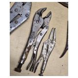 Lot of Locking Pliers and Wrenches Including Vice Grip and Other Brands