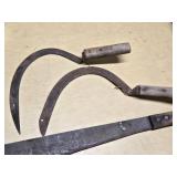 Vintage Hand Tools including Sickle, Cleaver, and Machete