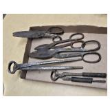Vintage Metal Hand Tools Set including Scissors, Shears, and Pliers
