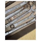 Box of Assorted Wrenches Including Craftsman, Powermaster, and Fuller