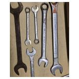 Box of Assorted Wrenches Including Craftsman, Powermaster, and Fuller