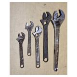 Adjustable wrenches, various sizes and brands including Diamond
