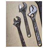 Adjustable wrenches, various sizes and brands including Diamond