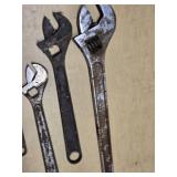 Adjustable wrenches, various sizes and brands including Diamond