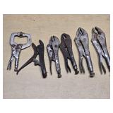 Lot of Tools Including Vice Grips and Locking Pliers