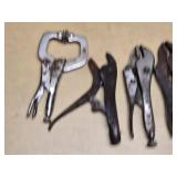 Lot of Tools Including Vice Grips and Locking Pliers
