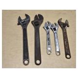 Lot of Adjustable Wrenches including Blue-Point, Craftsman, and Truecraft