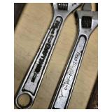 Lot of Adjustable Wrenches including Blue-Point, Craftsman, and Truecraft