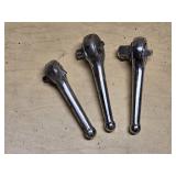 Set of 3 Stubby Ratcheting Socket Wrenches - 1/4, 3/8, 1/2