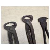 Old Forge Steel Pliers and Snips Lot including 12" Inch Pliers and Scissors