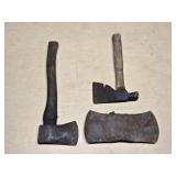 Vintage Axe Head and Hatchet Lot including Double Bit Axe, Single Bit Axe, and Broad Axe