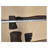 Vintage Axe Head and Hatchet Lot including Double Bit Axe, Single Bit Axe, and Broad Axe