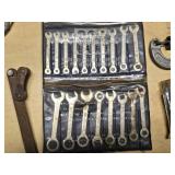 Vintage Tool Set including Wrench Set, Chain Tool, and Assorted Automotive Tools