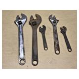 Lot of Adjustable Wrenches from Various Brands Including Master Mechanic, Crescent, and More