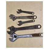 Lot of Adjustable Wrenches from Various Brands Including Master Mechanic, Crescent, and More