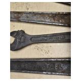 Lot of Adjustable Wrenches from Various Brands Including Master Mechanic, Crescent, and More